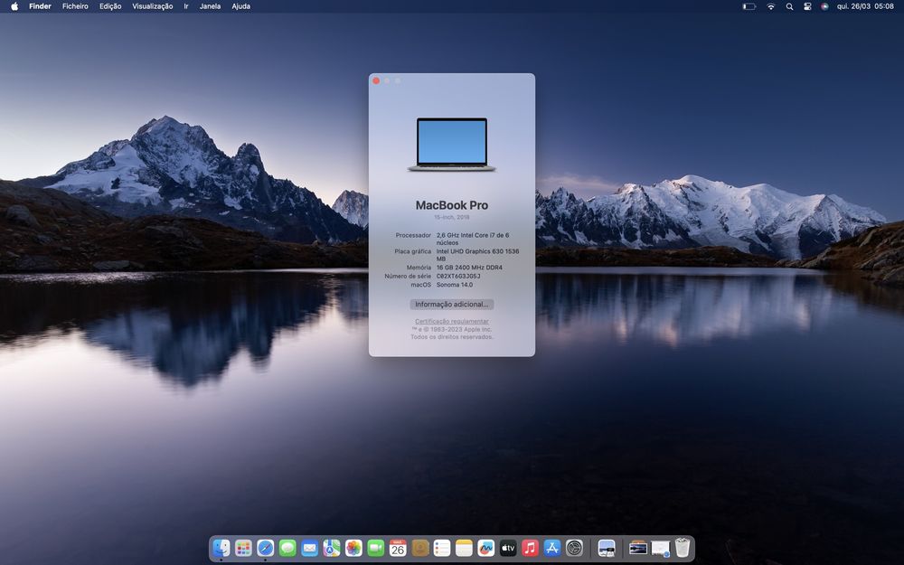 MacBook Pro 15 Core i7 6-Core 2.6 |  512 SSD GB | 16GB