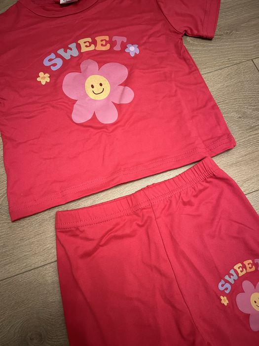 Zestaw komplet dziewczęcy krótkie spodenki tshirt koszulka 86-98cm 2-3