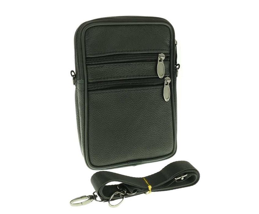 Męska torba listonoszka torba na ramię czarna skórzana PL producent