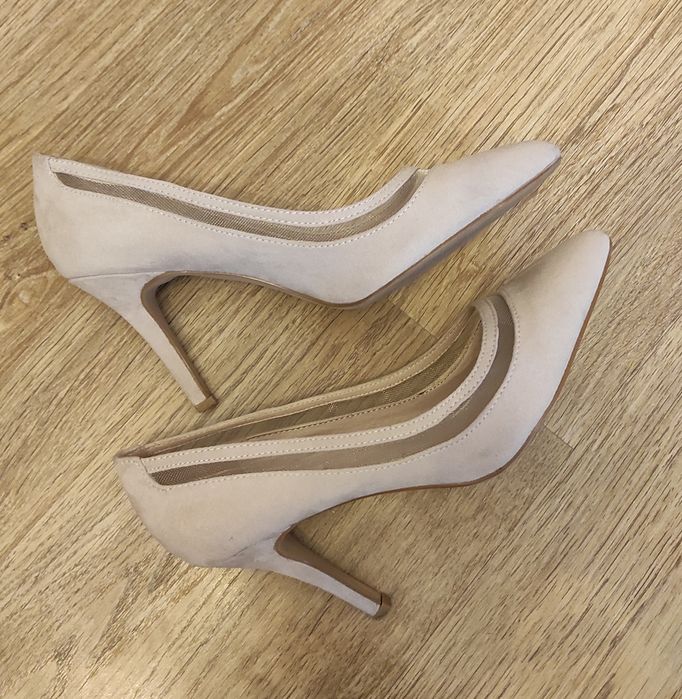 Buty damskie szpilki pudrowe brudny róż