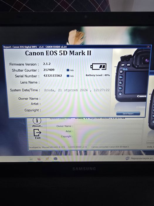 Canon 5d mark II pełna klatka