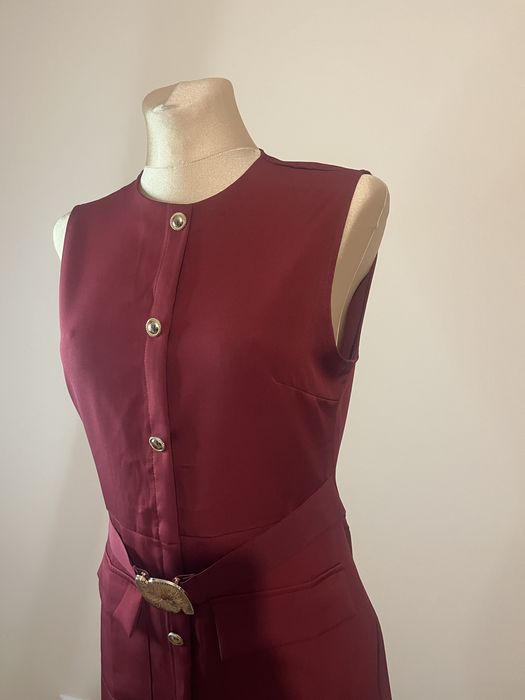 Nowa bordowa sukienka midi ołówkowa