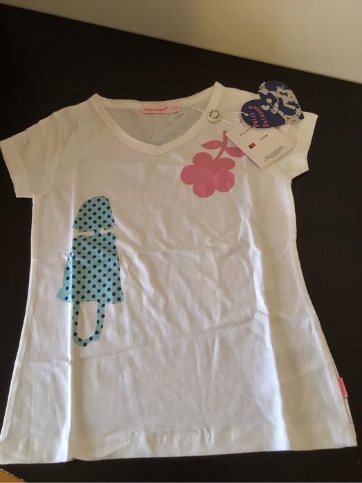 New White T-shirt with Tags, Petit Patapon, Size 7–8 Years