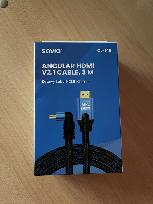 Kabel HDMI kątowy Savio CL-148 3m. gw. 03.2028