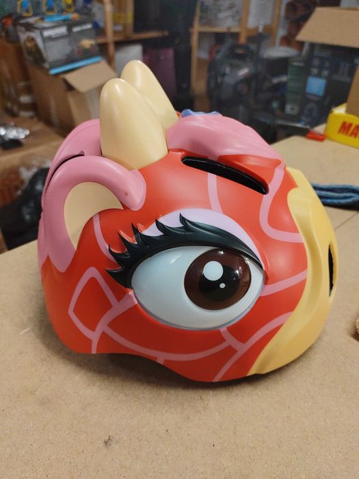 Capacete Criança Crazy Safety Dinossauro Rosa