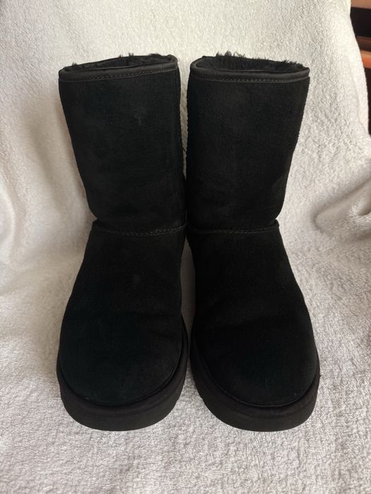 Сапоги угги ugg 39р черные кожа овчина