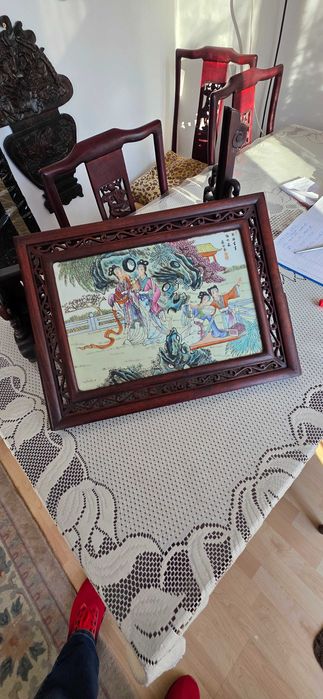 Chiński obraz porcelanowy w ramie