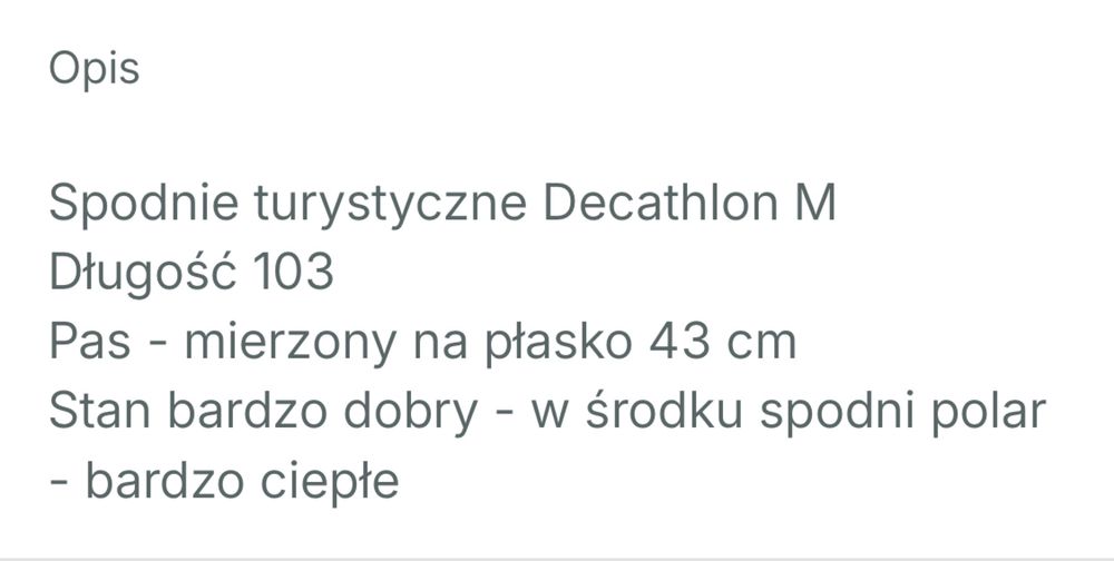 Spodnie damskie turystyczne decathlon M