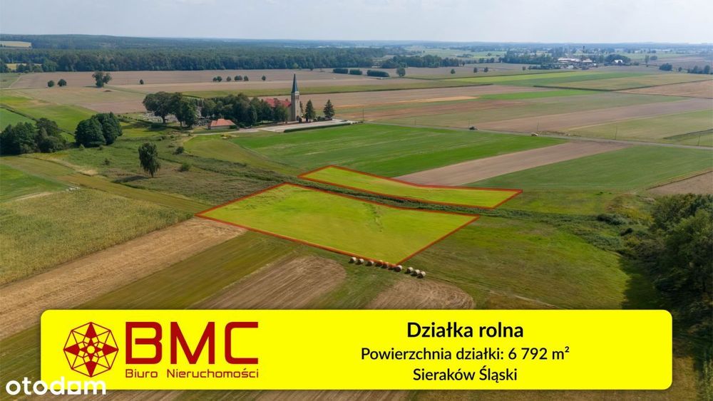 Działka rolna Sieraków Śląski 6792m2