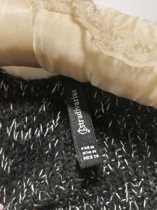 Casaco de lã preto e branco Stradivarius