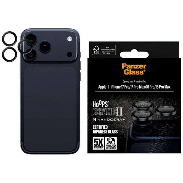 Szkło ceramiczne na obiektyw PanzerGlass Hoops Ceramic II do iPhone 17 Pro / 17 Pro Max / 16 Pro / 16 Pro Max