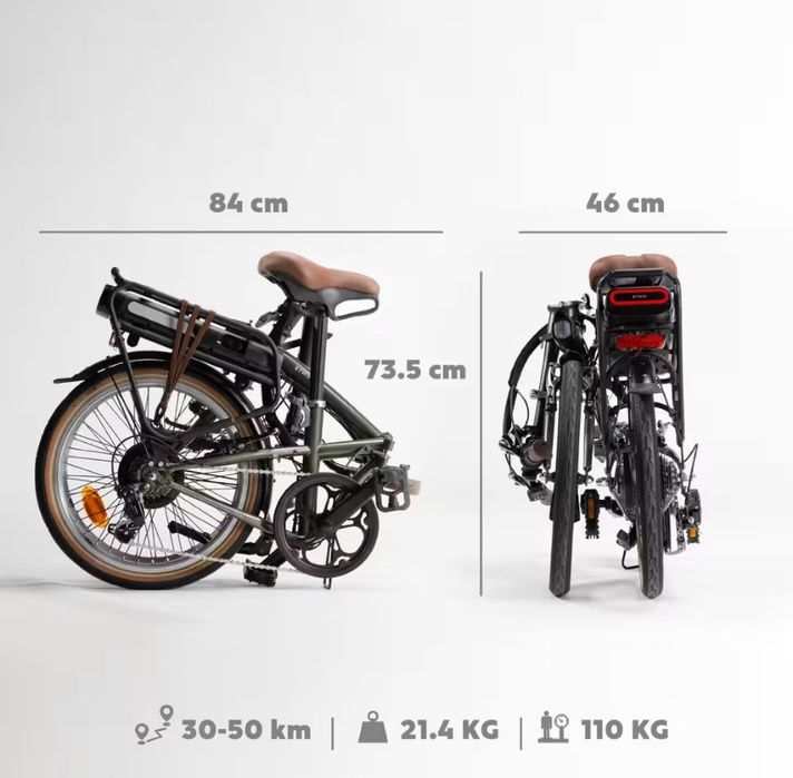 Bicicleta Elétrica Dobrável BTwin E FOLD 500 Verde