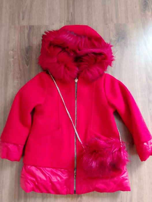 Płaszczyk zimowy + torebka dla dziewczynki rozm. 98/104 - stan bdb