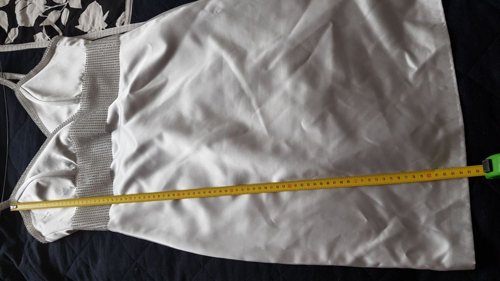 Sukienka suknia Patrycja Pardyka 38 40 M L srebrna świadkowa świecąca