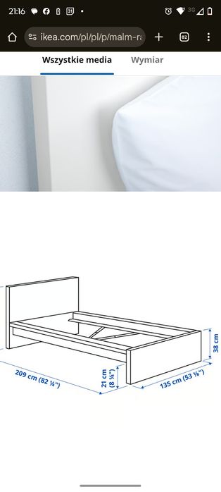 Łóżko IKEA MALM 120 cm + stelaż + materac super jakości  + kołdra