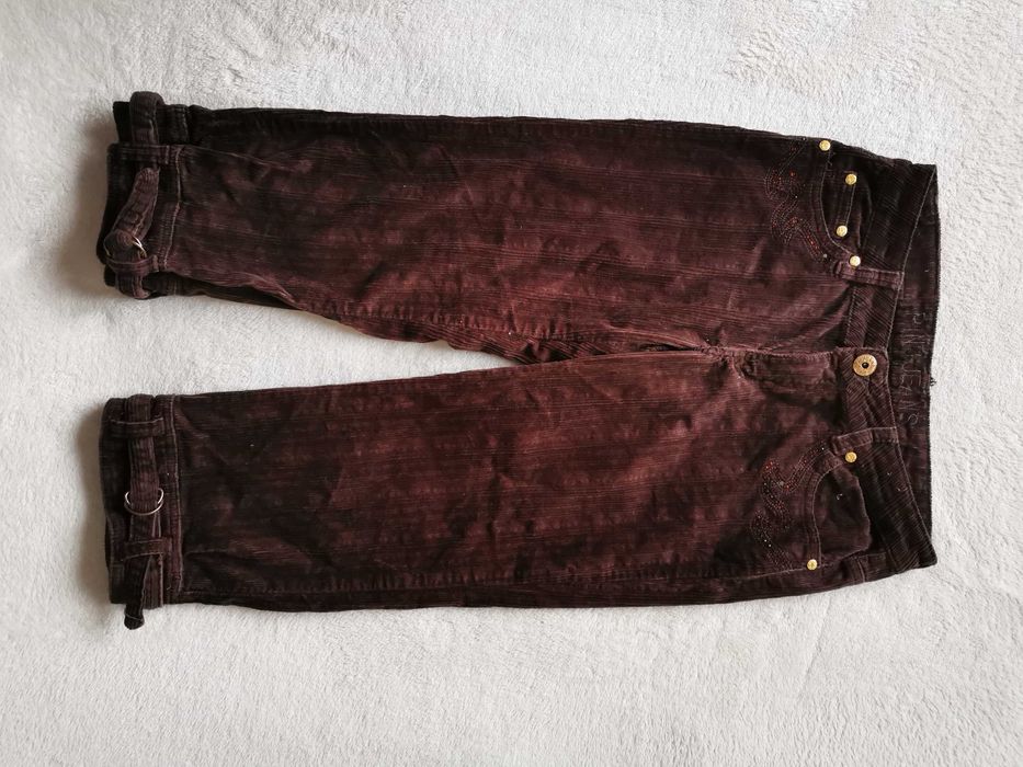 Sztruksowe brązowe spodnie, bawełna rybaczki