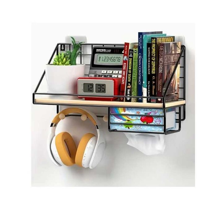 PÓŁKA ŚCIENNA z HACZYKAMI Łazienka Kuchnia Pokój organize metal drewno