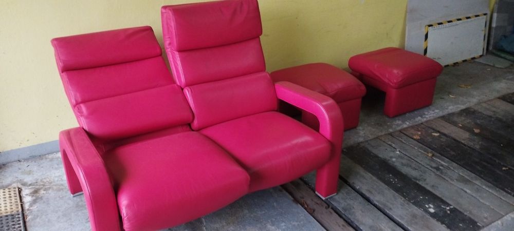 2 kanapy i 2 pufy Kler skóra naturalna