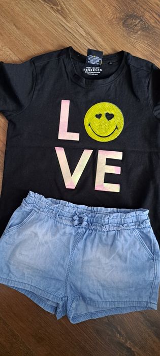 Letni komplet r. 116 krótkie spodenki i t-shirt / bluzka