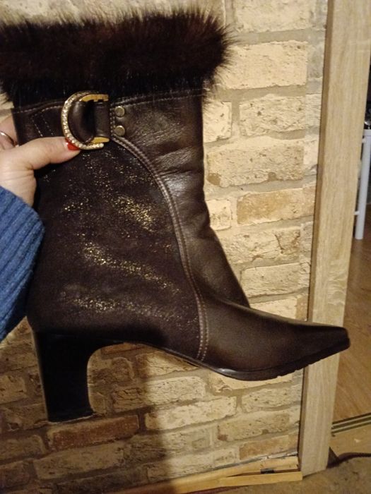 Piękne włoskie botki sk naturalna futro lis 38 nowe
