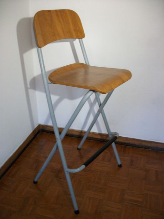 Banco FRANKLIN IKEA alto c/encosto, dobrável, branco/faia