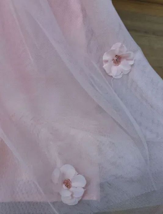 Hm sukienka z tiulem i cekinami i kwiatami 3D NOWA rozmiar 128