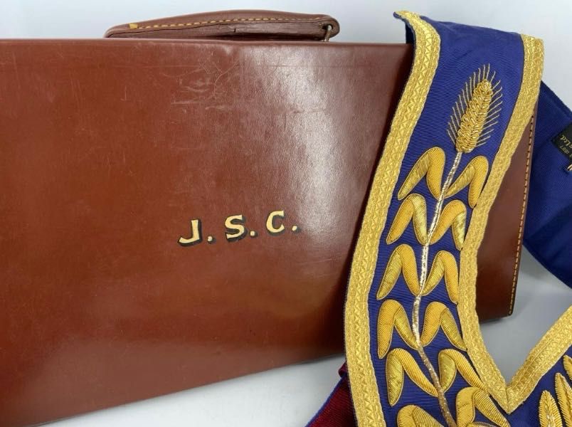 Paramentos maçónicos colar e avental original da maçonaria