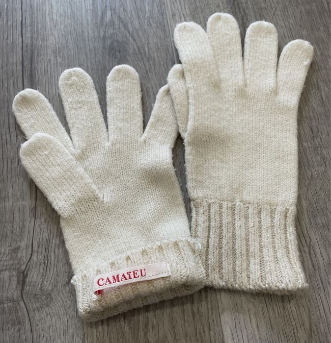 Luvas brancas com fios dourados (Camaïeu)