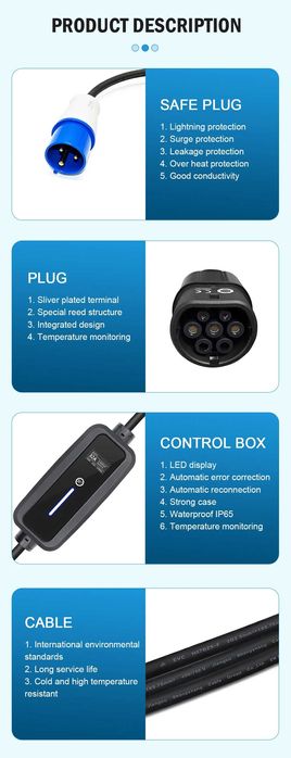 Carregador Para Veículos Elétricos/Híbridos Plug-In Tipo 2 32A