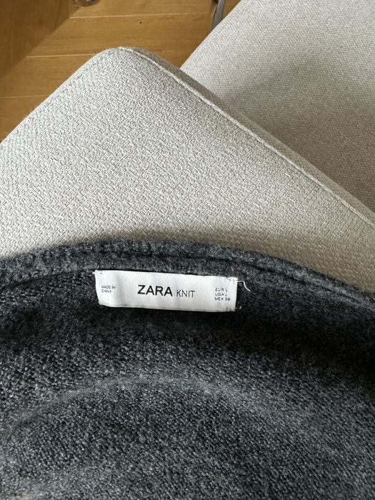 Zara Knit szary kardigan maxi długi L 40 sweter zimowy wełniany