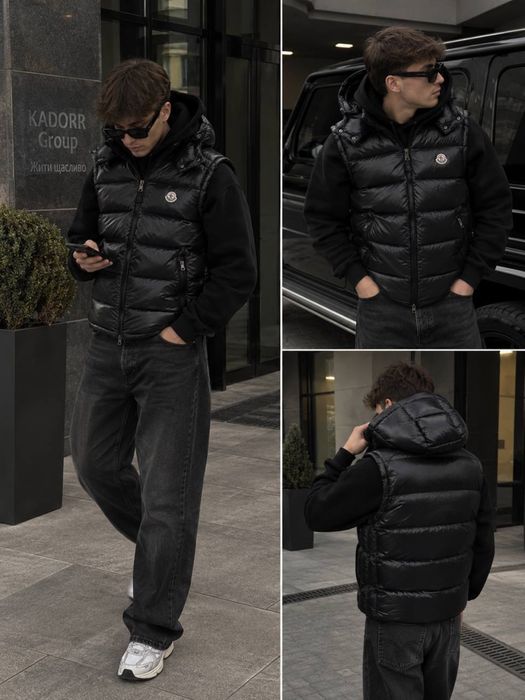 Жилетка монклер moncler безрукавка чорна
