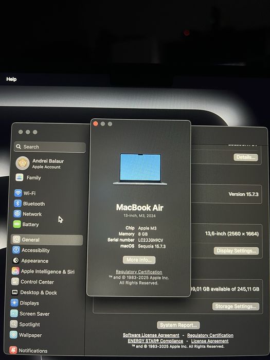 Macbook Air M3 256gb 8gb Ram