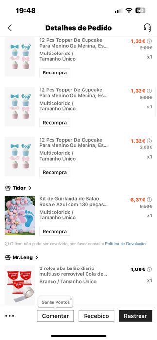 Produtos para fazer chá de revelação