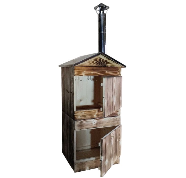 Wędzarnia drewniana ogrodowa dach i komin NIERDZEWNY 50x50X100