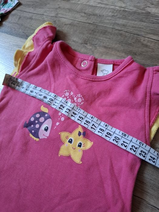 3 bluzki na krótki rękaw dla dziewczynki 62 cm