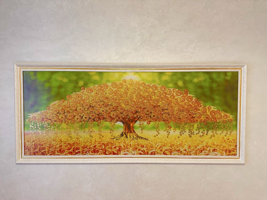 Картина алмазная вышивка Денежное дерево, новая, 150Х65