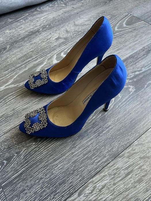 Manolo Blahnik damskie szpilki 105mm jedwab rozmiar 39