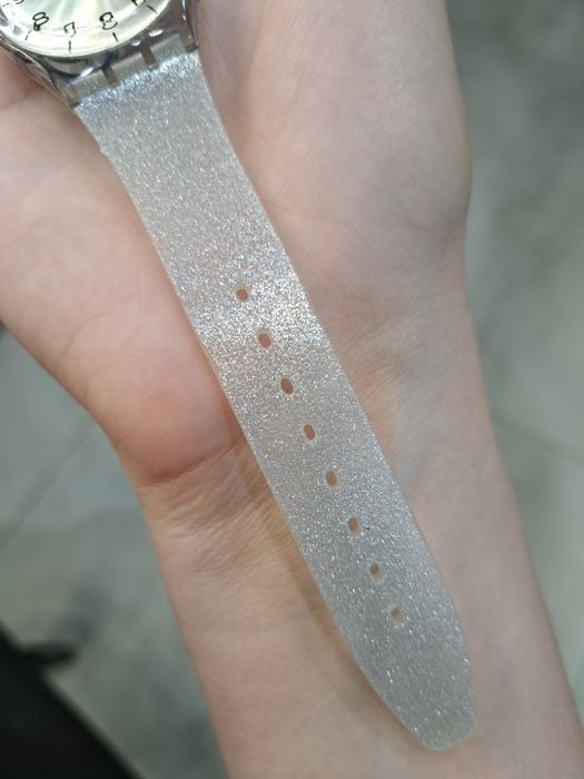 Zegarek swatch gent srebrny brokatowy super stan