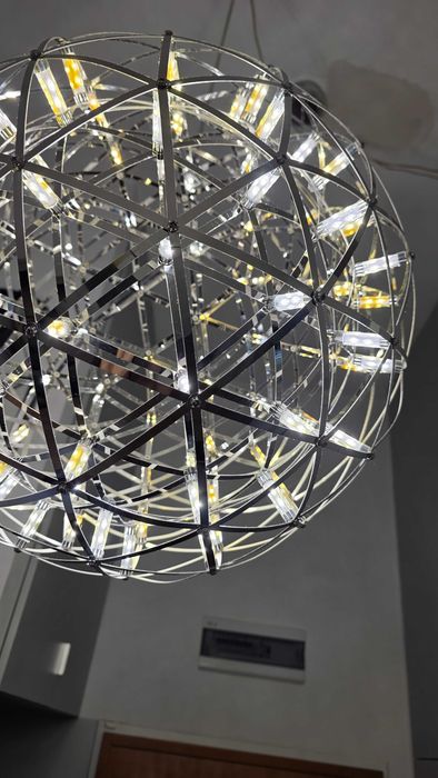 Duża designerska lampa wisząca LED kula chrom 57cm - styl Moooi Raimond
