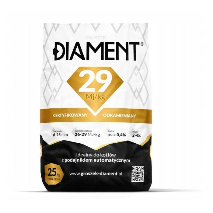 Węgiel groszek DIAMENT mało popiołu 29 kalorii