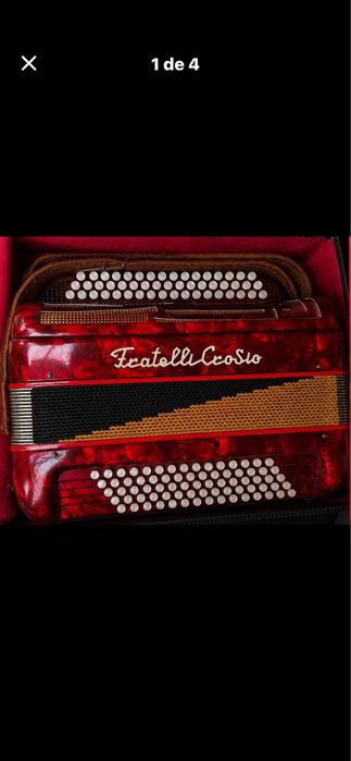 Acordeão Fratelli Crosio à 2a voz pronto a tocar com mala e correias novas – Qualidade Italiana - com saco de transporte e correias novas