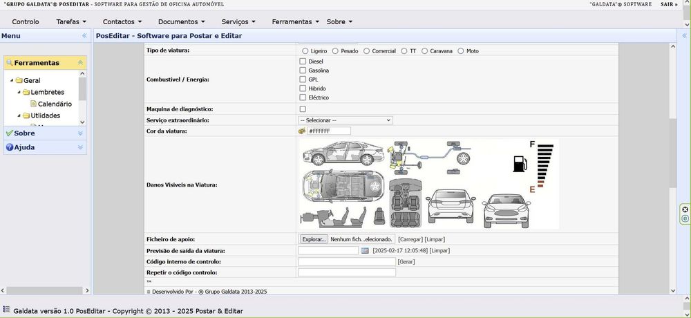 Folha de obra digital Software Gestão Oficina
