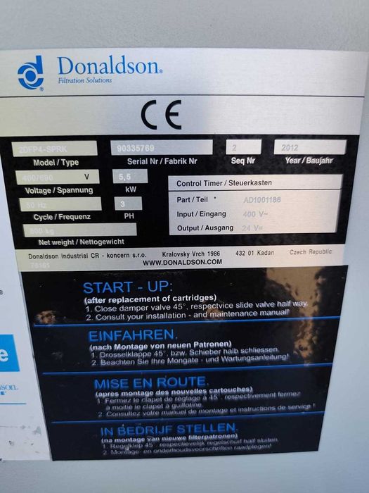 Odciąg dymu, wyciąg pyłu do plazmy, lasera Donaldson Torit