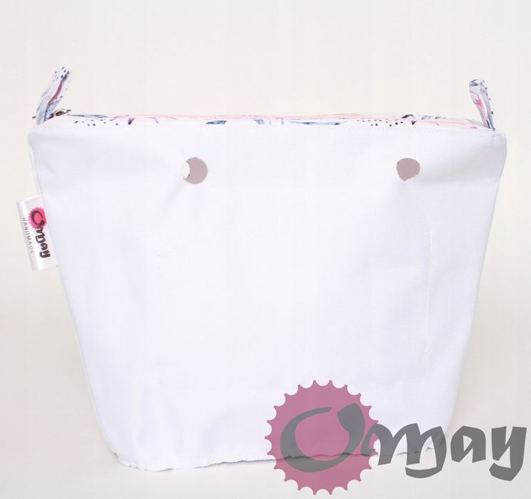 organizer OBAG MINI flamingi kwiaty pudrowy róż 2 kieszenie wkład OMAY