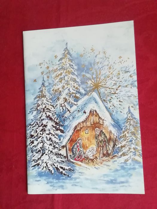 Postal de natal, pintado com a boca