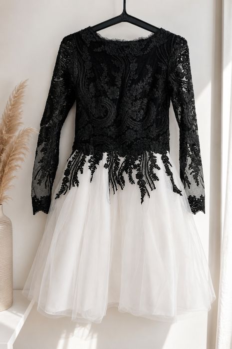 Elegancka sukienka koronka + tiul | XS/S | szyta na miarę