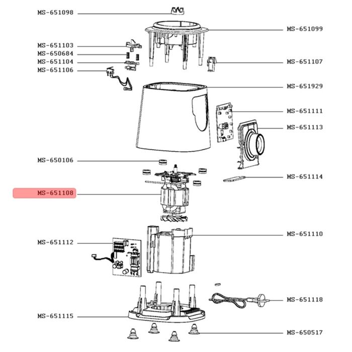 Двигун MS-651108 для стаціонарних блендерів Tefal та Moulinex