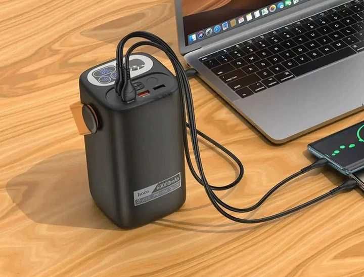 Павербанк Hoco DB160 60000mAh 100W з швидкою зарядкою та 2 ліхтариками