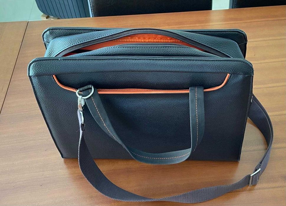 Mala para portátil - pele castanho escuro