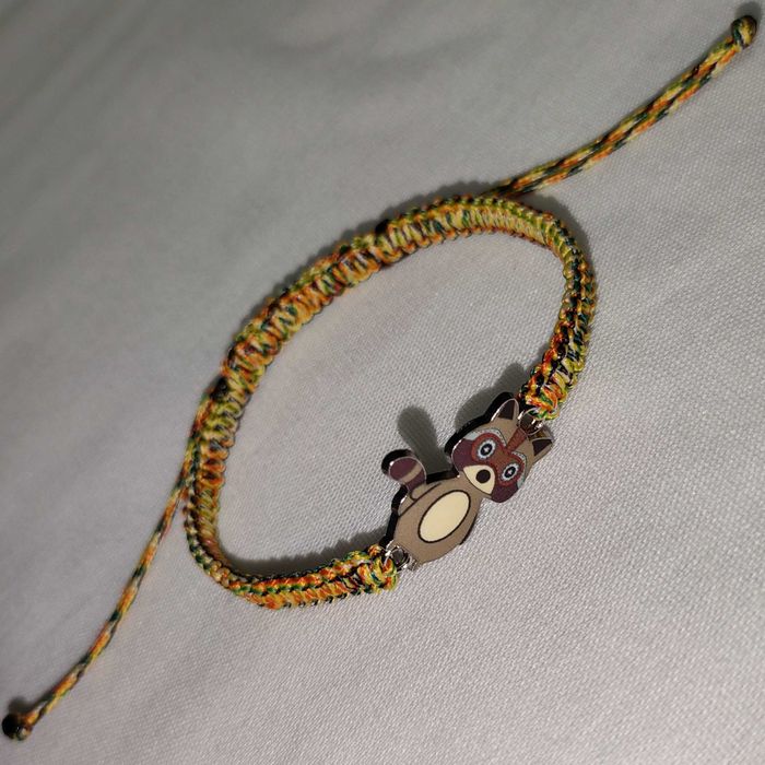 B134 Bransoletka Szop pracz makrama pleciona Handmade